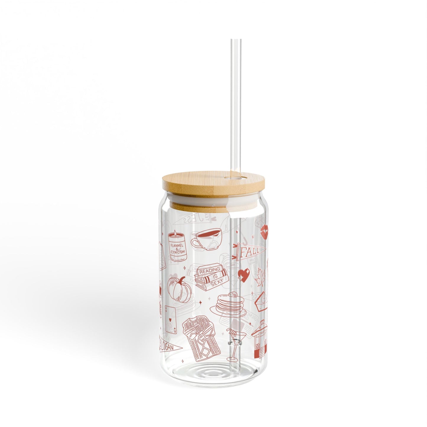 Fall Essentials Sipper Glass (With Lid & Straw)