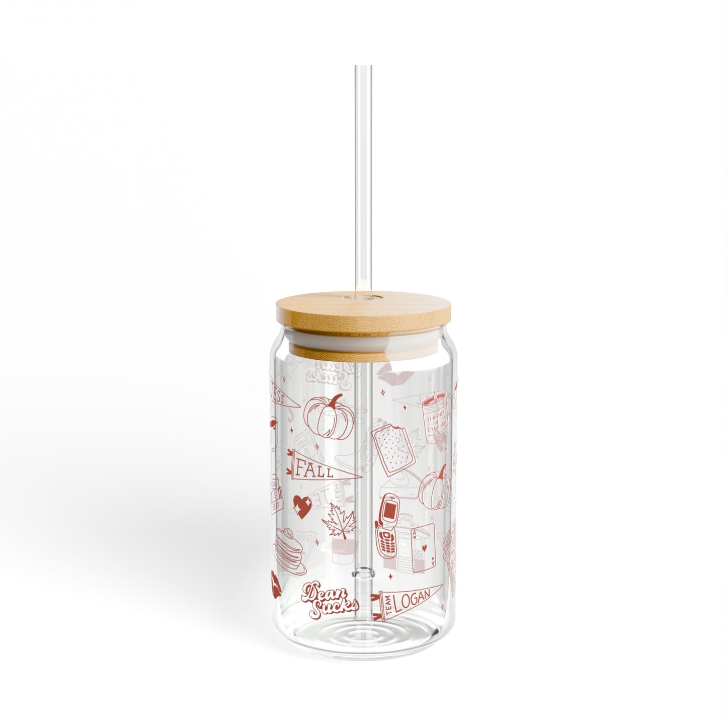 Fall Essentials Sipper Glass (With Lid & Straw)